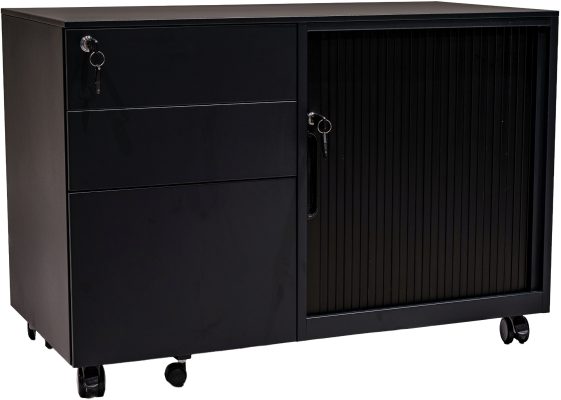 Verrijdbaar ladeblok met roldeurkastje links model