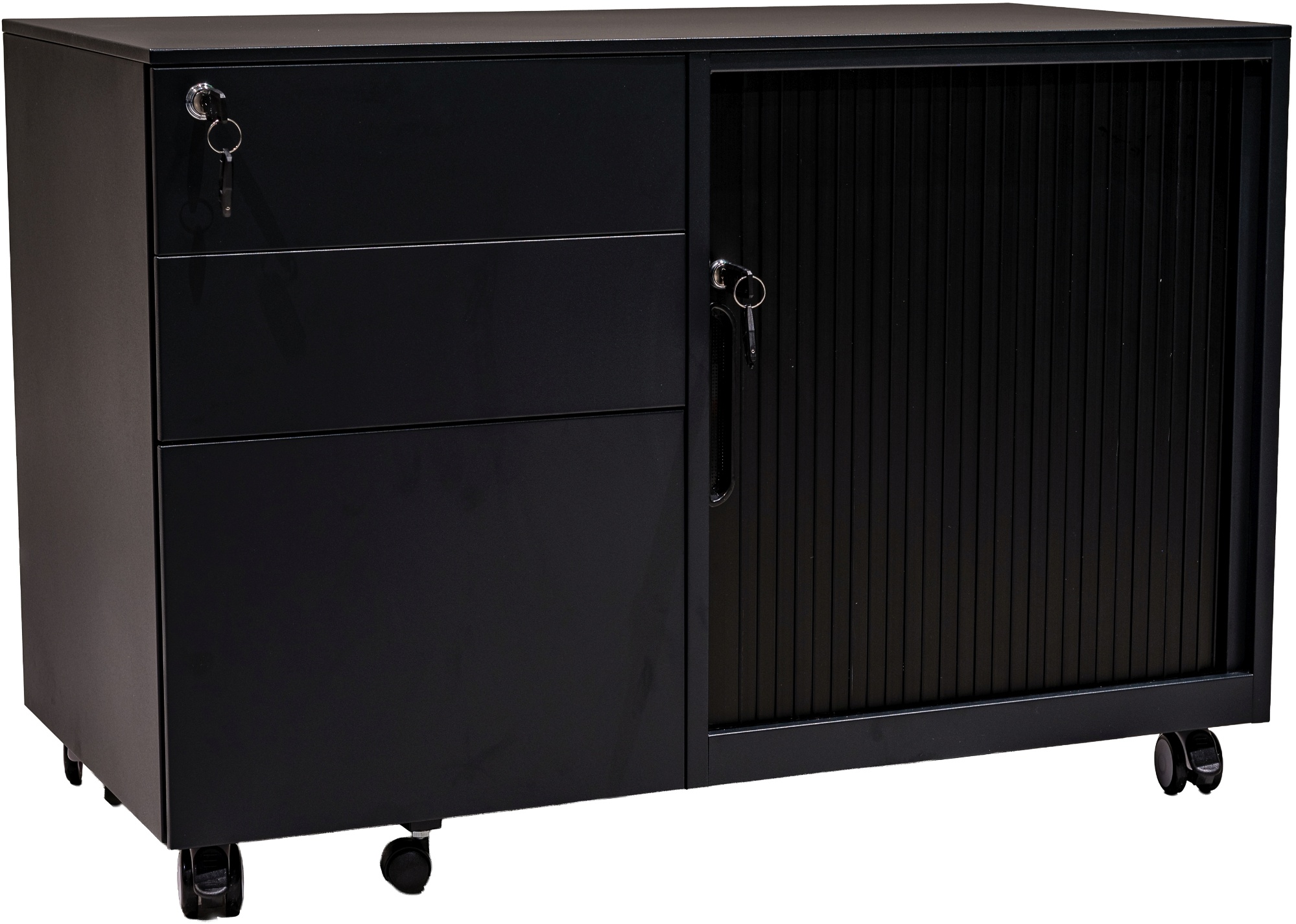 Verrijdbaar ladeblok met roldeurkastje links model