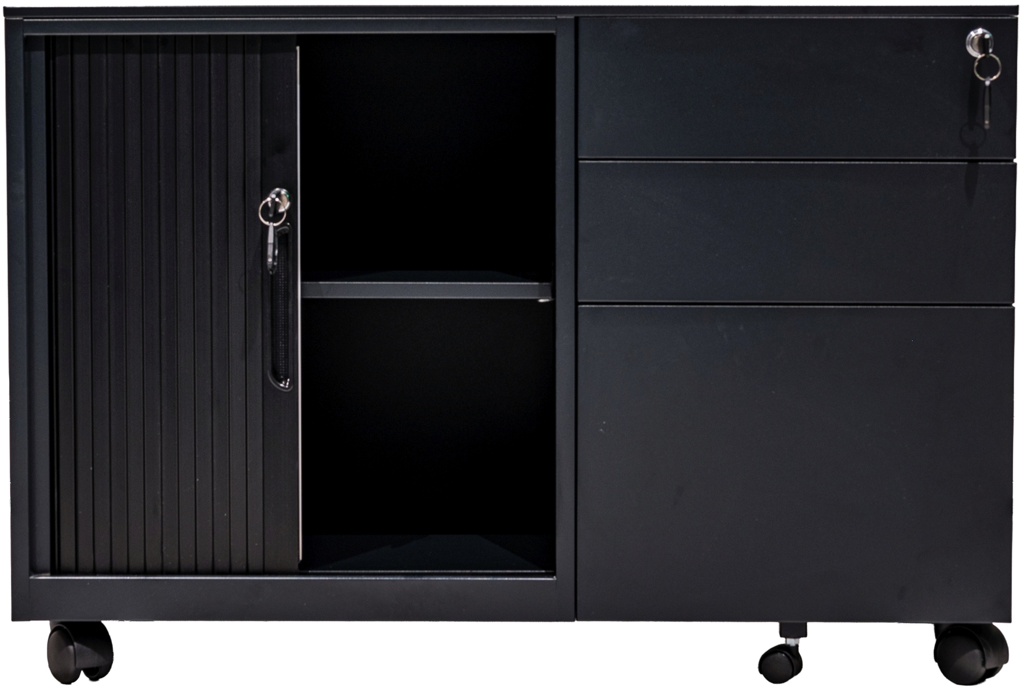 Verrijdbaar ladeblok met roldeurkastje rechts model